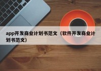 app開發(fā)商業(yè)計劃書范文（軟件開發(fā)商業(yè)計劃書范文）