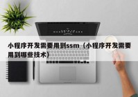 小程序開發(fā)需要用到ssm（小程序開發(fā)需要用到哪些技術(shù)）