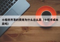 小程序開發(fā)的費(fèi)用為什么這么高（小程序成本高嗎）