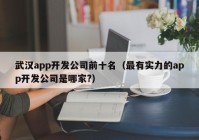 武漢app開發(fā)公司前十名（最有實(shí)力的app開發(fā)公司是哪家?）