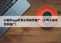 小程序app開(kāi)發(fā)公司如何推廣（公司小程序怎樣推廣）