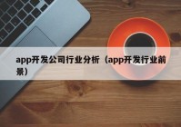 app開發(fā)公司行業(yè)分析（app開發(fā)行業(yè)前景）