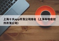 上海十大app開發(fā)公司排名（上海有哪些軟件開發(fā)公司）