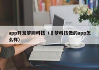 app開(kāi)發(fā)夢(mèng)網(wǎng)科技（犇夢(mèng)科技做的app怎么樣）