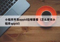 小程序開發(fā)appid在哪里看（怎么查找小程序appid）